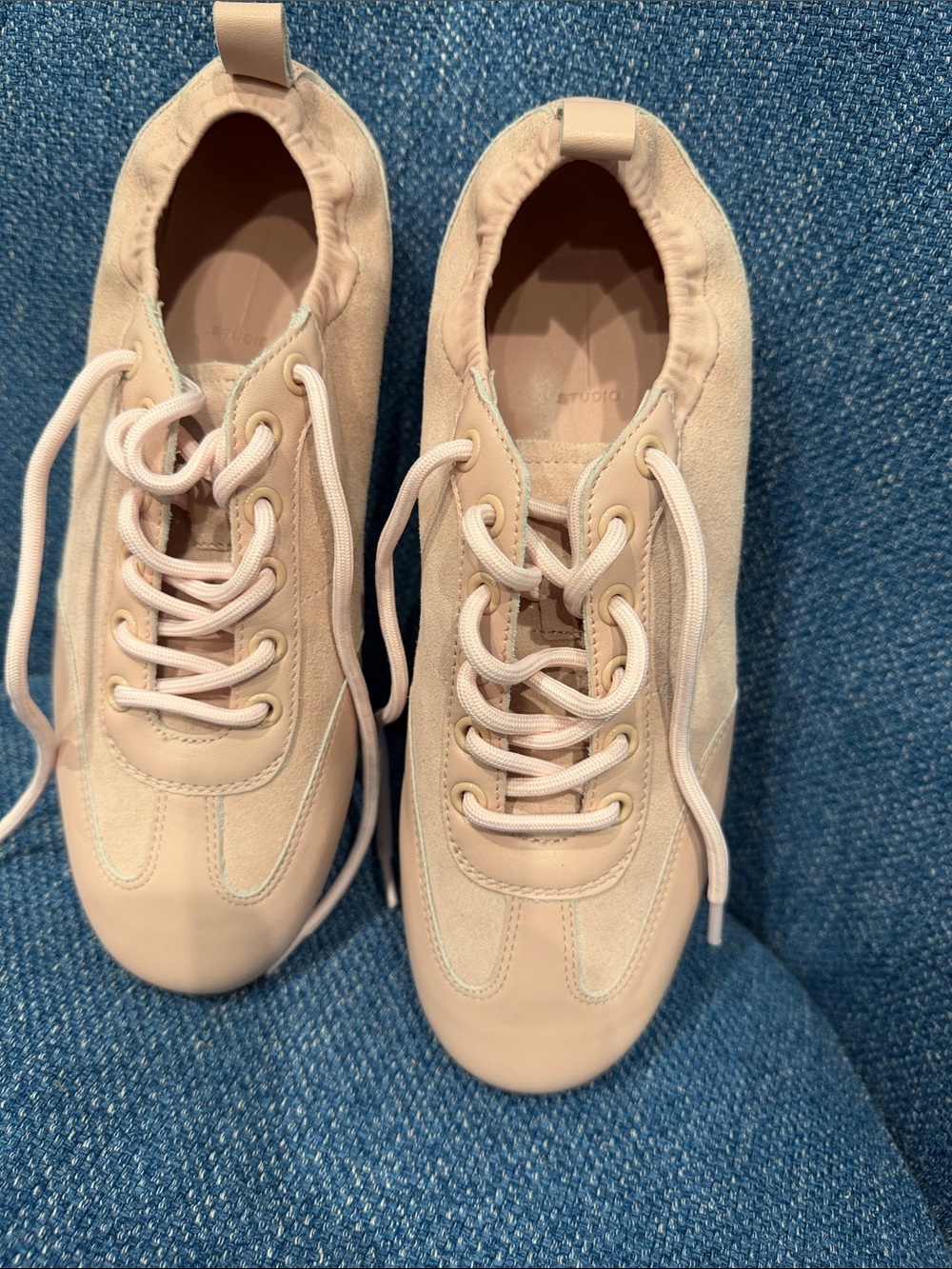 Women’s Blush Pink Casual Sneakers from Black Suede Studio, size EU-39 US-9. New